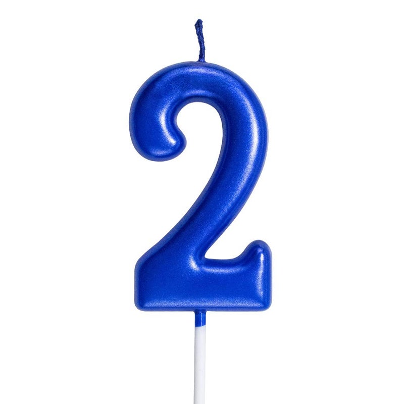 XNOVA Blue Birthday Candles 2 Candle 2nd Two Years Cake Bady Roman Numberal Cool Number Candle No 20 21 22 23 25 24 26 28 27 29 - Image 1